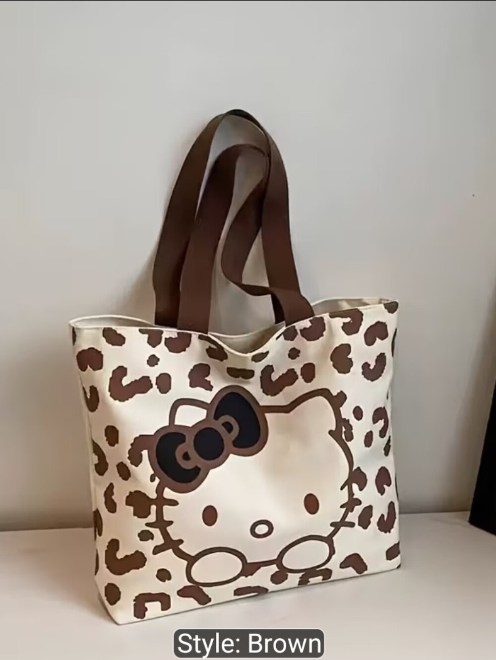 Hello Kitty Brown and Cream Leopard-Print Tote